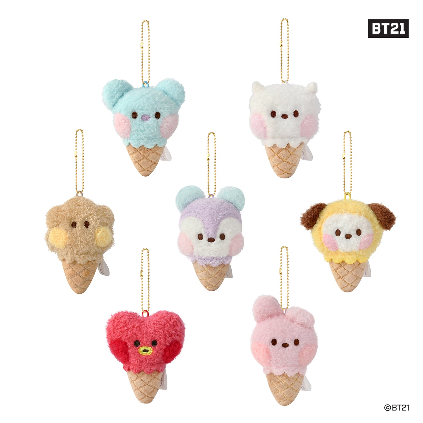 BT21 - Minini Ice Cream Plush Keyring