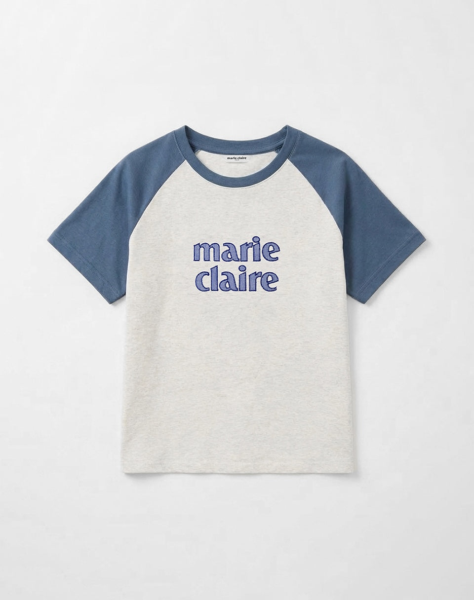 Marie Claire - Colorblock Patch Raglan Short Sleeve T-Shirt