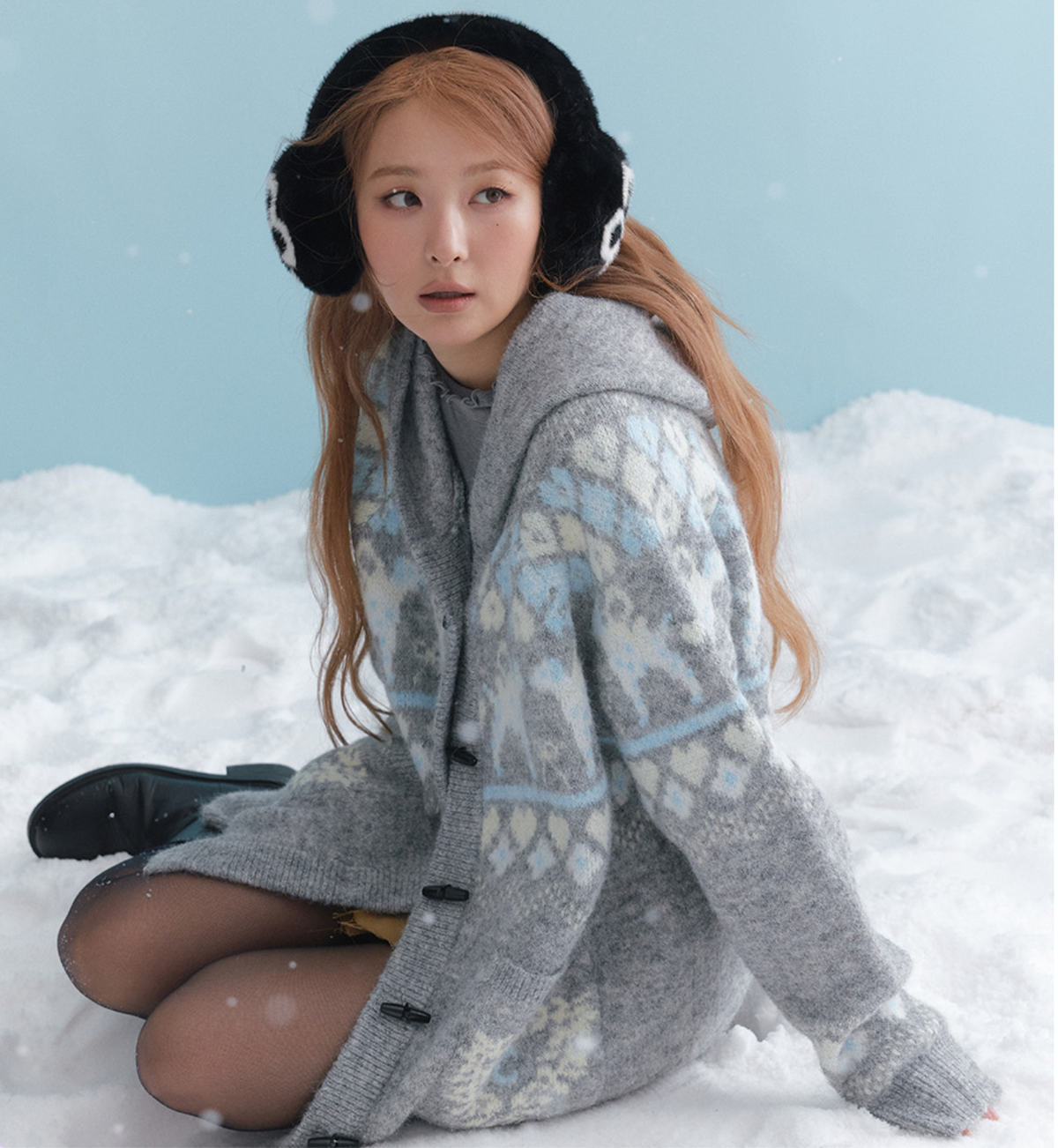 Marie Claire - Heart Puppy Nordic Wool Hooded Cardigan