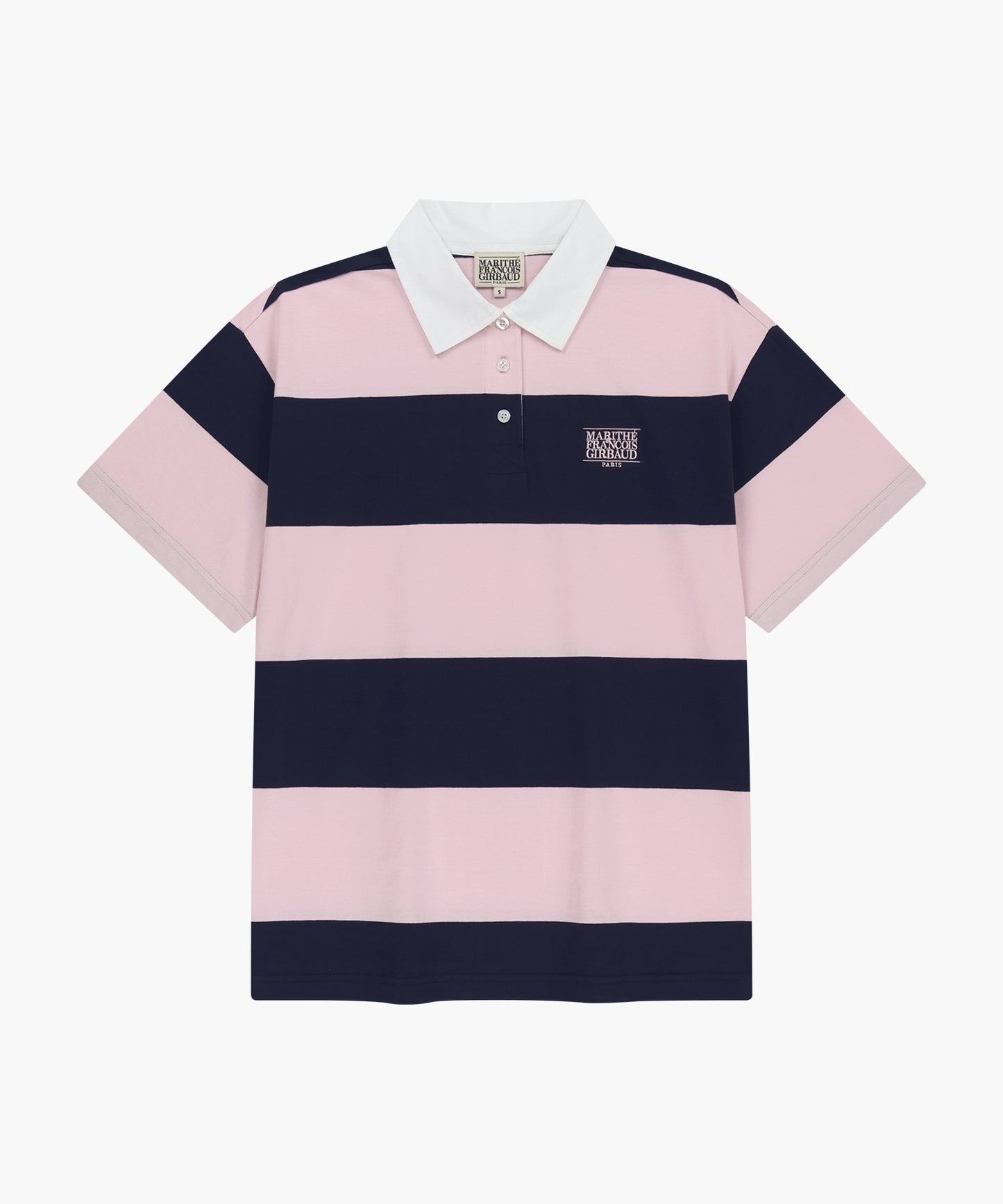 MARITHÉ FRANÇOIS GIRBAUD - Small Classic Logo Rugby Stripe Oversized Collar Tee