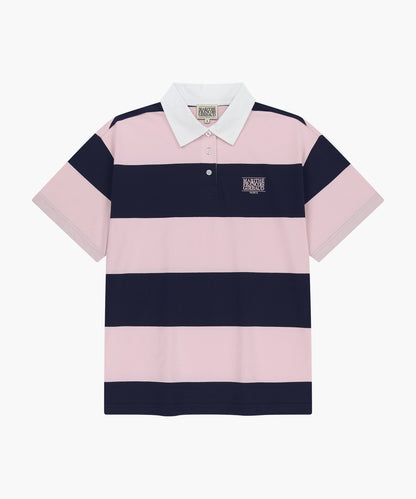 MARITHÉ FRANÇOIS GIRBAUD - Small Classic Logo Rugby Stripe Oversized Collar Tee