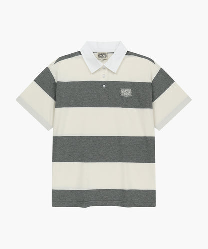 MARITHÉ FRANÇOIS GIRBAUD - Small Classic Logo Rugby Stripe Oversized Collar Tee