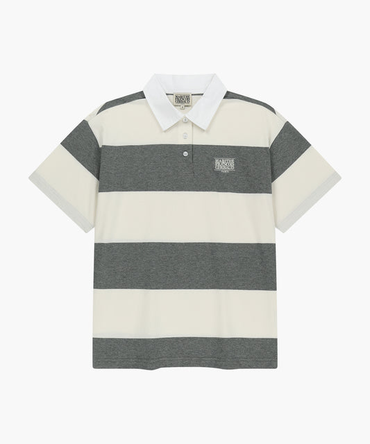 MARITHÉ FRANÇOIS GIRBAUD - Small Classic Logo Rugby Stripe Oversized Collar Tee