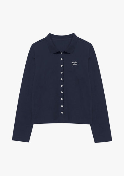 Marie Claire - Button Pique Polo Long Sleeve