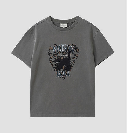 Rolarola - Leopard Heart Cat Pigment T-Shirt