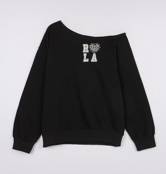 Rolarola - I Love Rola Off Shoulder Sweatshirt
