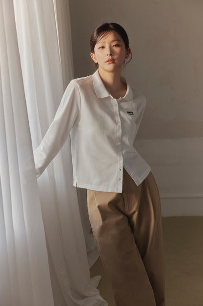 Marie Claire - Button Pique Polo Long Sleeve