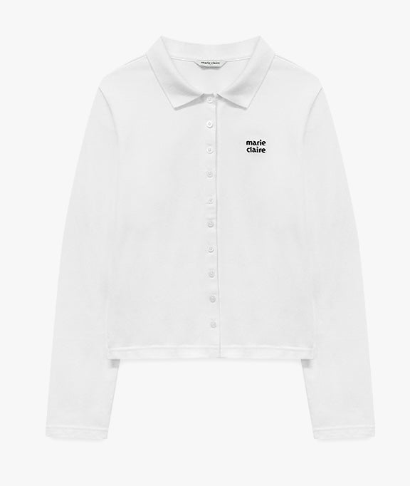 Marie Claire - Button Pique Polo Long Sleeve