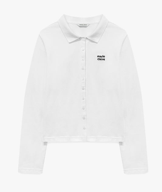Marie Claire - Button Pique Polo Long Sleeve
