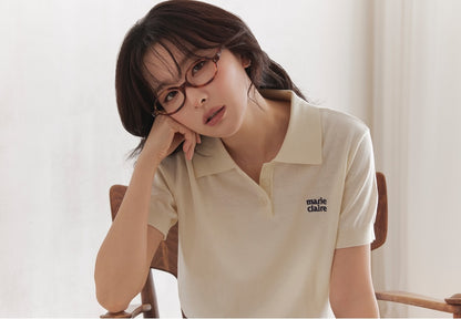 Marie Claire - Basic Logo Button Collar Knit