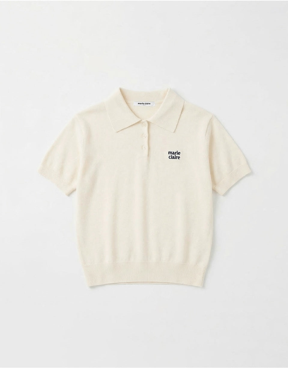 Marie Claire - Basic Logo Button Collar Knit