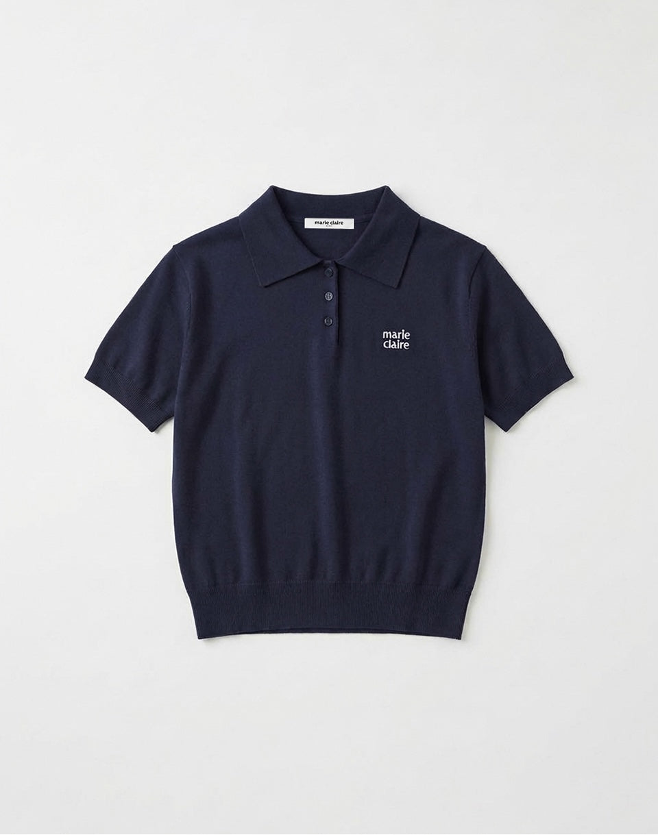 Marie Claire - Basic Logo Button Collar Knit
