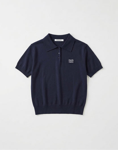 Marie Claire - Basic Logo Button Collar Knit