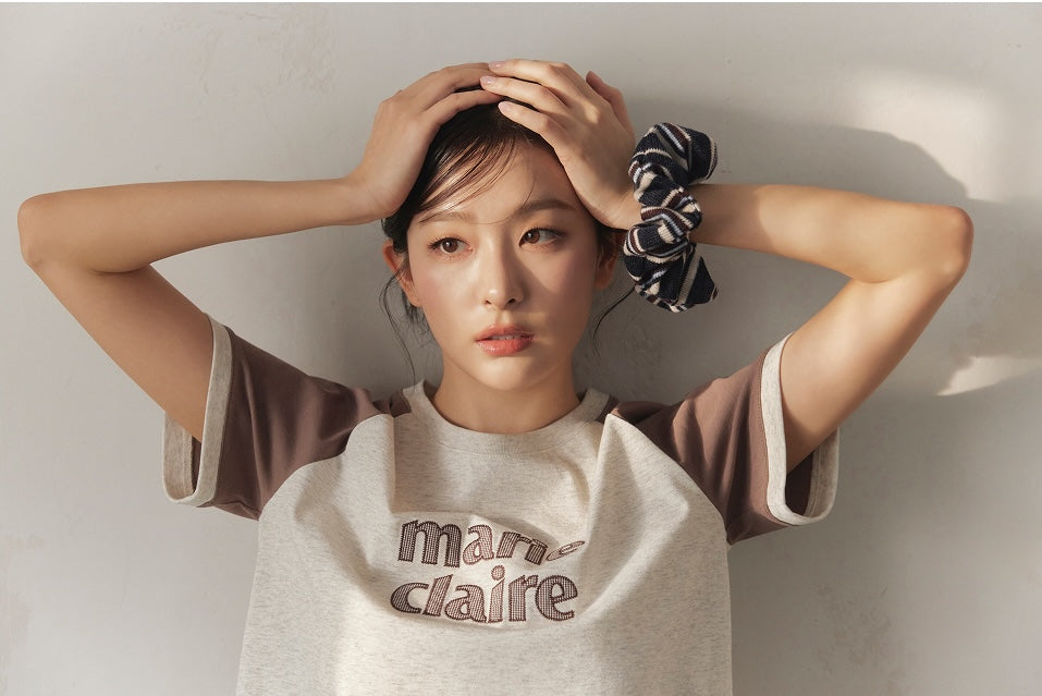 Marie Claire - Colorblock Patch Raglan Short Sleeve T-Shirt