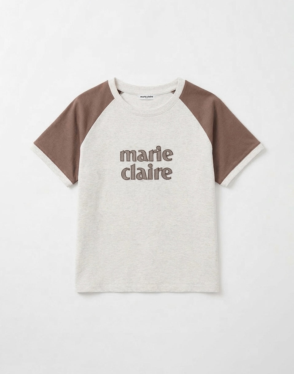 Marie Claire - Colorblock Patch Raglan Short Sleeve T-Shirt