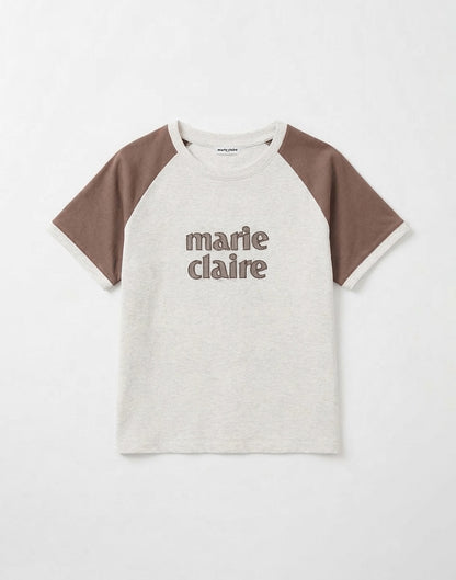 Marie Claire - Colorblock Patch Raglan Short Sleeve T-Shirt