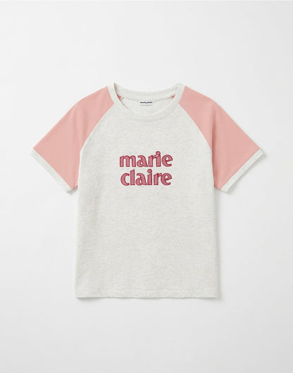 Marie Claire - Colorblock Patch Raglan Short Sleeve T-Shirt