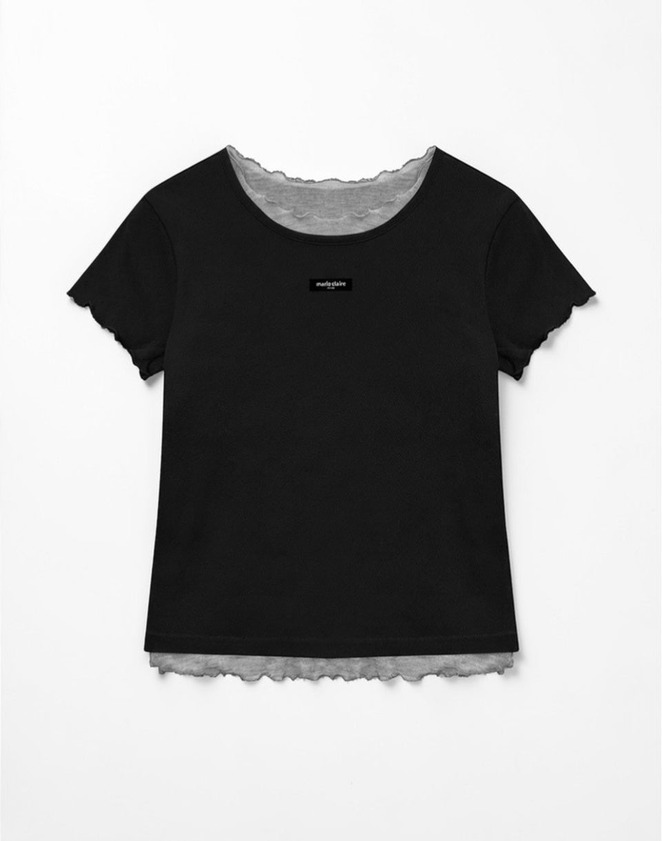 Marie Claire - Label Punching Layered Short Sleeve T-Shirt