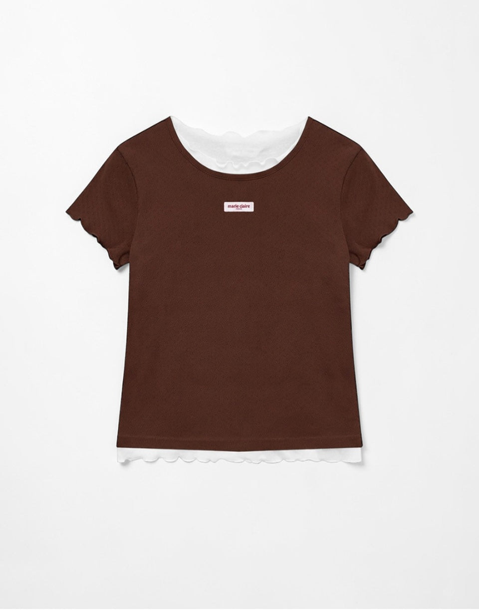 Marie Claire - Label Punching Layered Short Sleeve T-Shirt