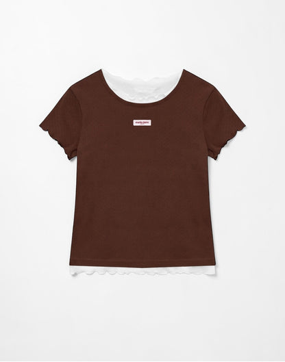Marie Claire - Label Punching Layered Short Sleeve T-Shirt