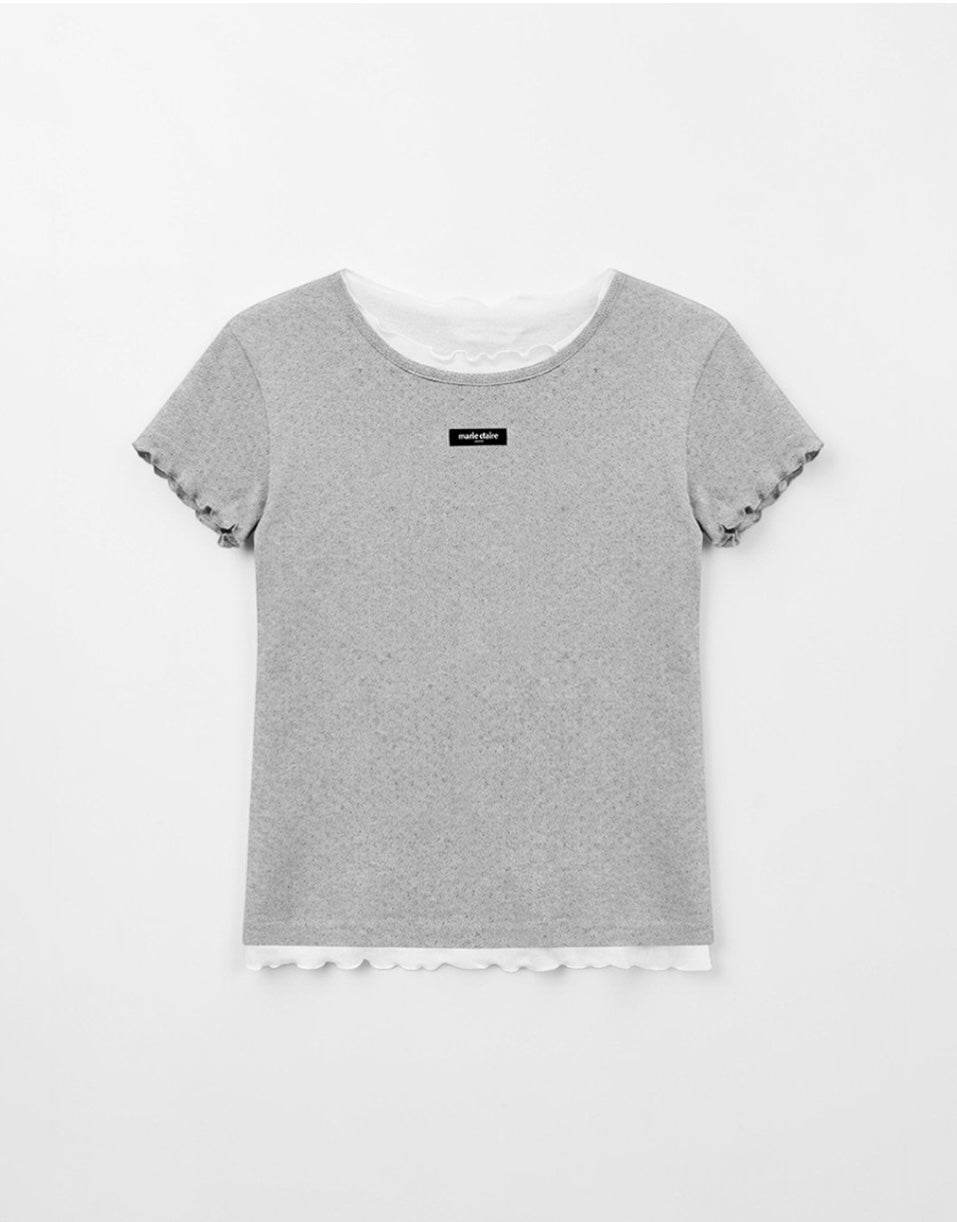 Marie Claire - Label Punching Layered Short Sleeve T-Shirt