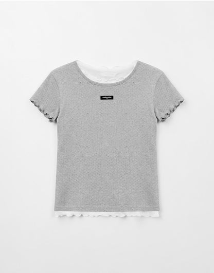 Marie Claire - Label Punching Layered Short Sleeve T-Shirt