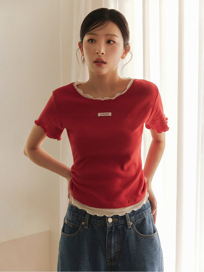 Marie Claire - Label Punching Layered Short Sleeve T-Shirt