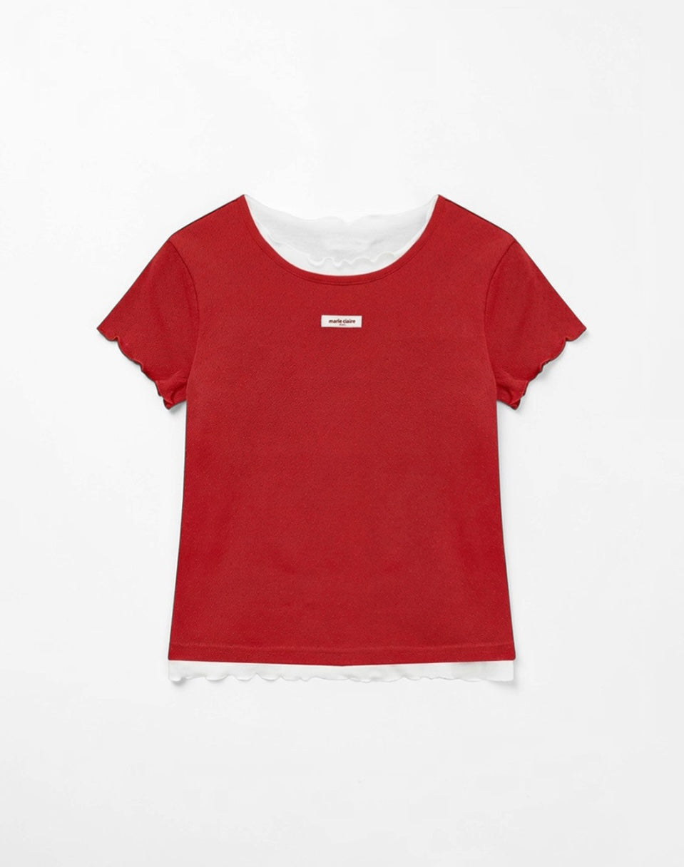 Marie Claire - Label Punching Layered Short Sleeve T-Shirt