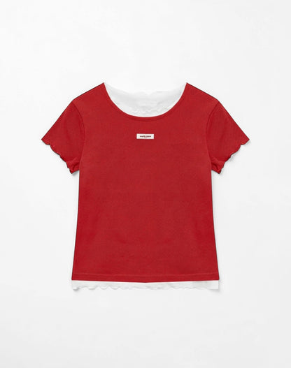 Marie Claire - Label Punching Layered Short Sleeve T-Shirt
