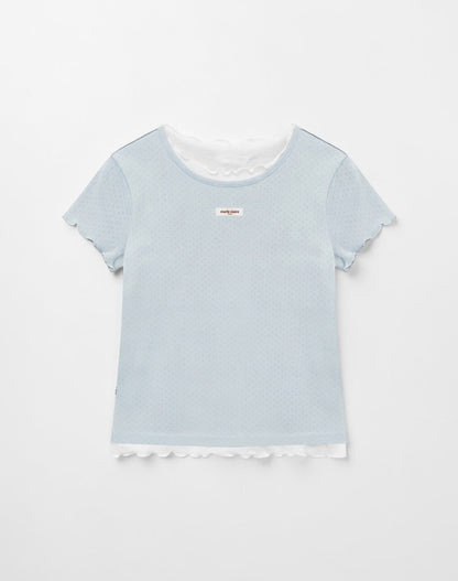 Marie Claire - Label Punching Layered Short Sleeve T-Shirt