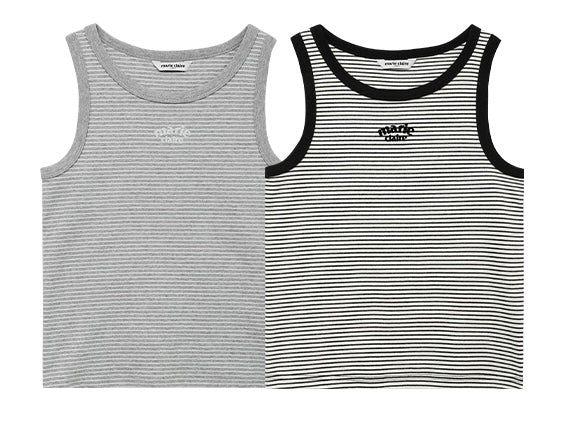 Marie Claire - Arch Logo Striped Sleeveless
