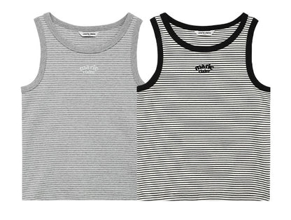 Marie Claire - Arch Logo Striped Sleeveless