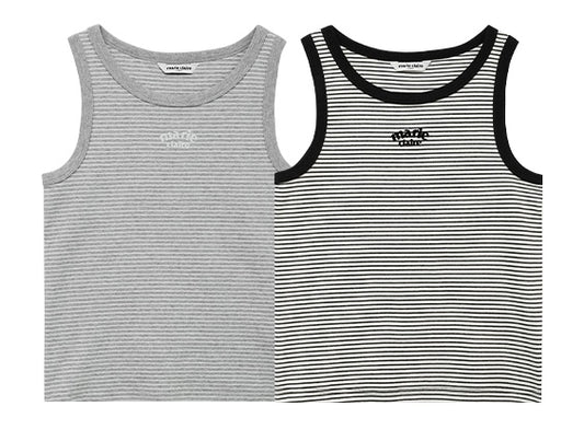 Marie Claire - Arch Logo Striped Sleeveless
