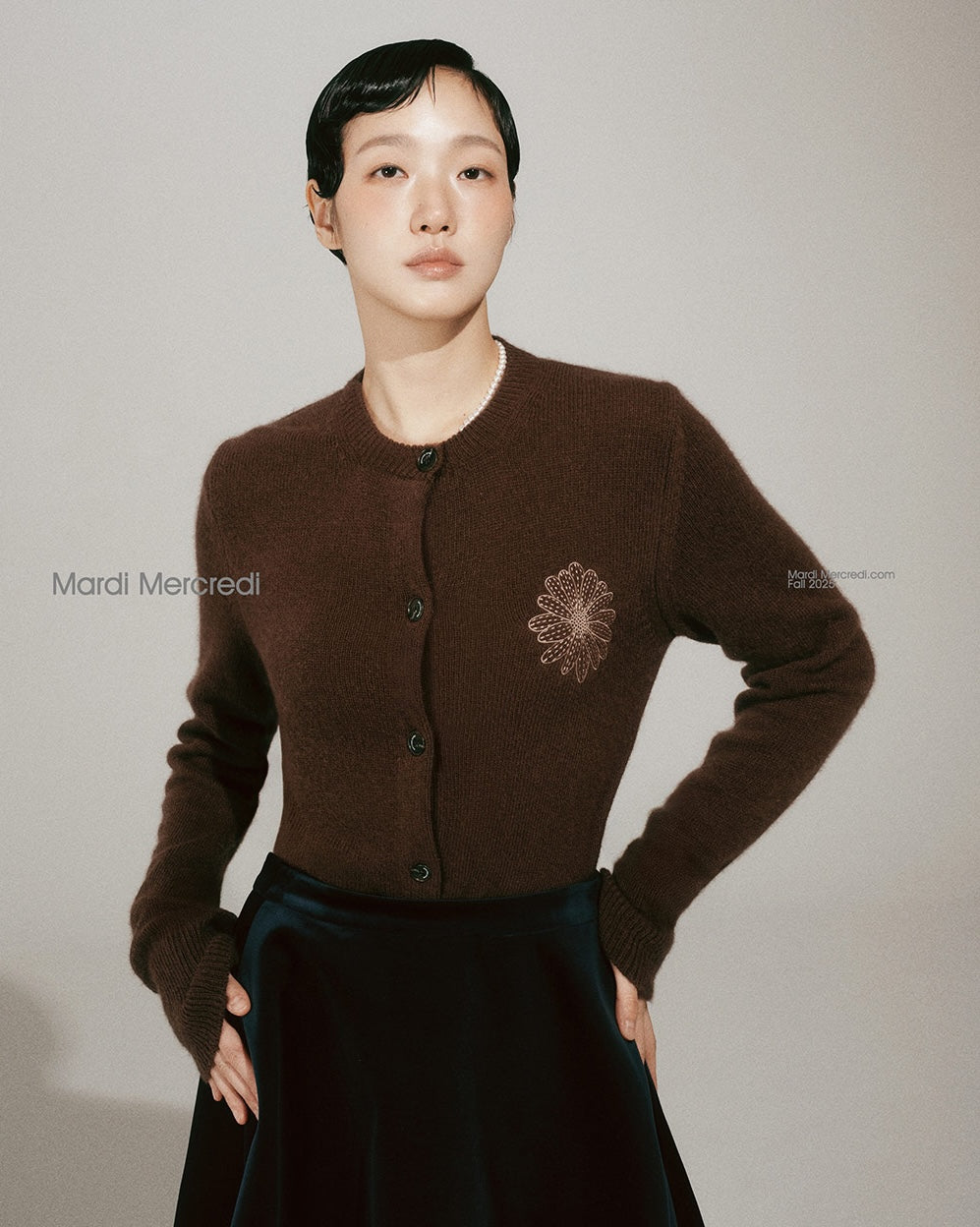 Mardi Mercredi - Raccoon Blended Cardigan Round Neck