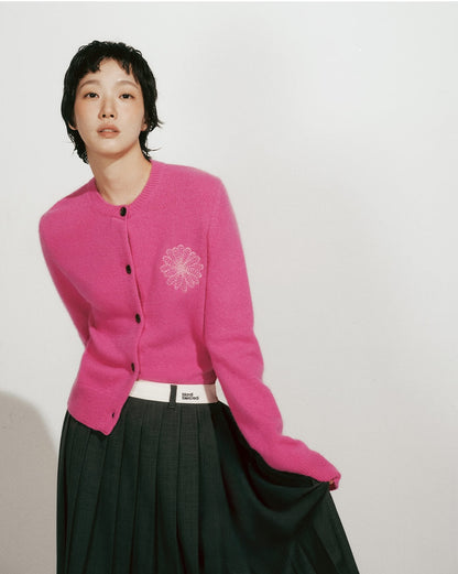 Mardi Mercredi - Raccoon Blended Cardigan Round Neck