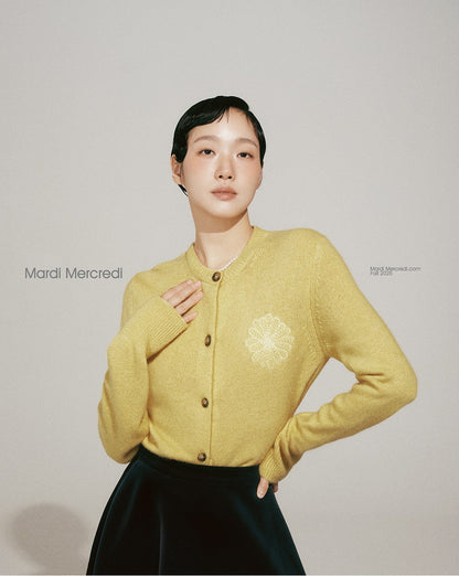 Mardi Mercredi - Raccoon Blended Cardigan Round Neck