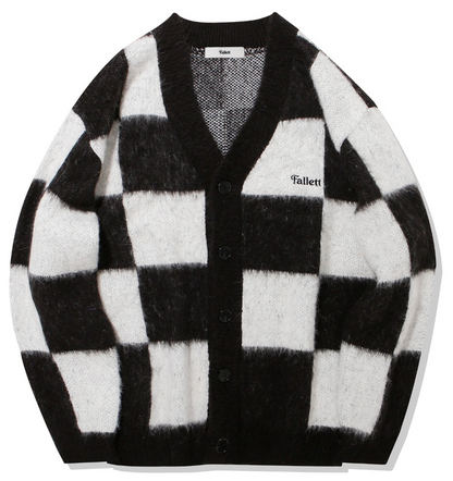 Fallet - Checkerboard Knit Cardigan