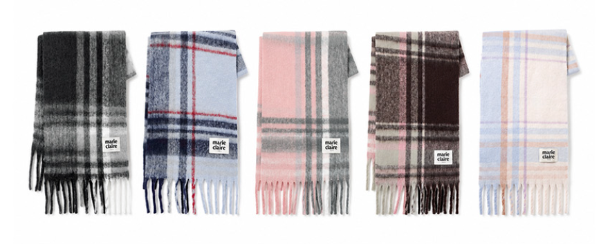 Marie Claire - Color Block Check Brush Knit Scarf