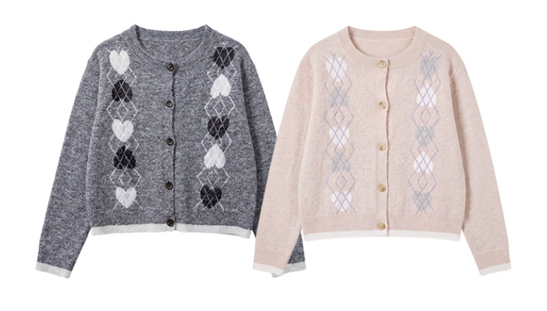 Marie Claire - Heart Argyle Cardigan
