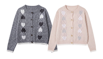 Marie Claire - Heart Argyle Cardigan