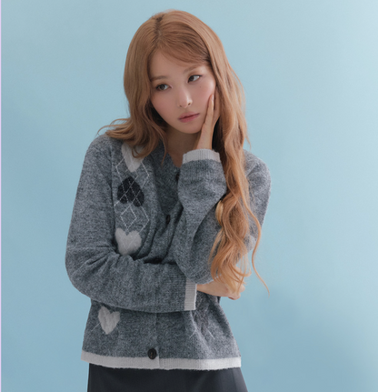 Marie Claire - Heart Argyle Cardigan