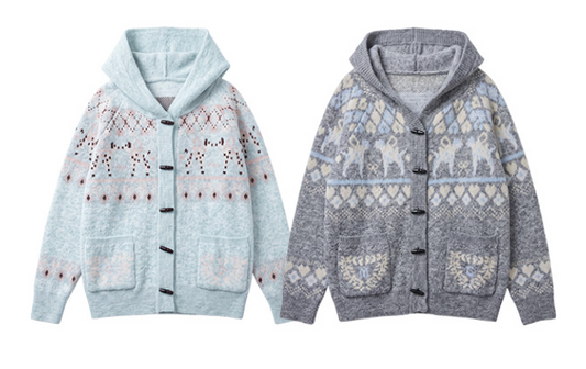 Marie Claire - Heart Puppy Nordic Wool Hooded Cardigan