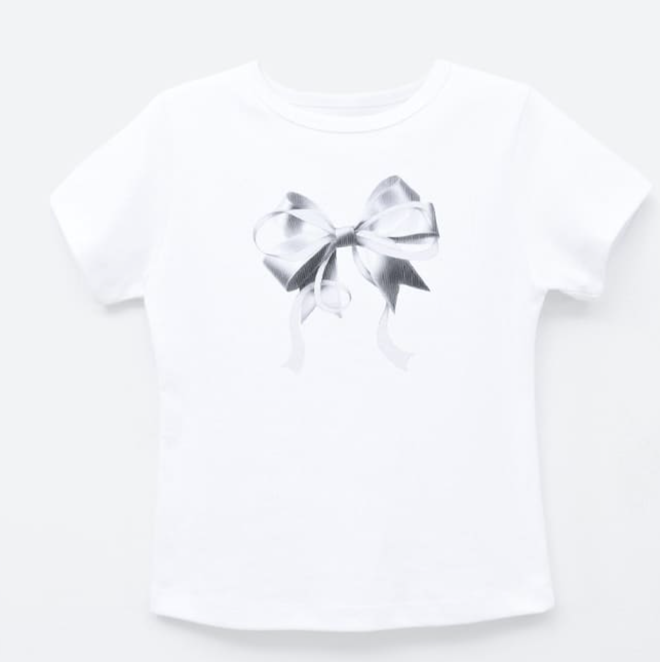 RONRON - Double Ribbon Slim Crop T-Shirt