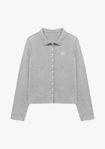 Marie Claire - Button Pique Polo Long Sleeve