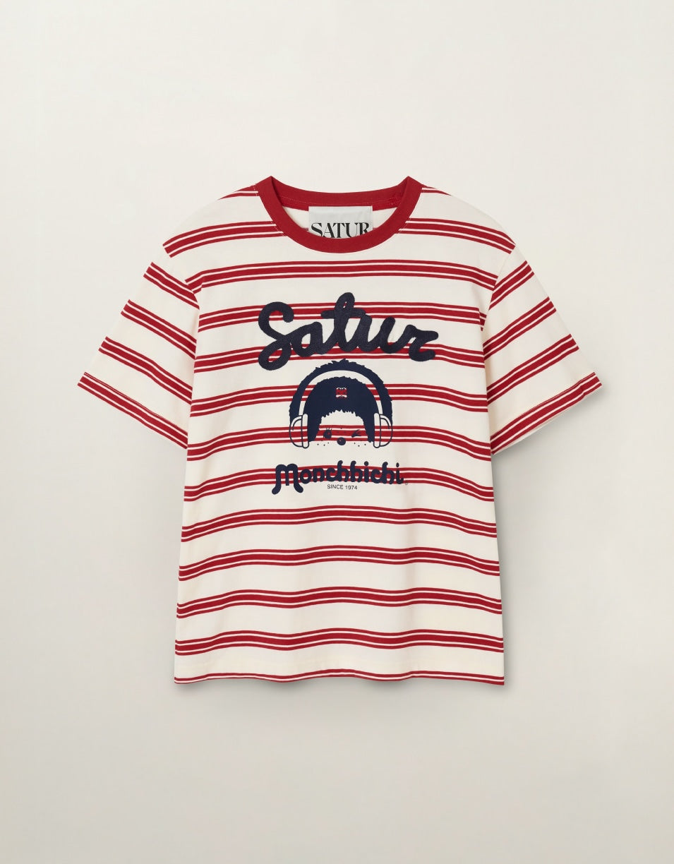 Satur X Monchhichi Stripe T-Shirt